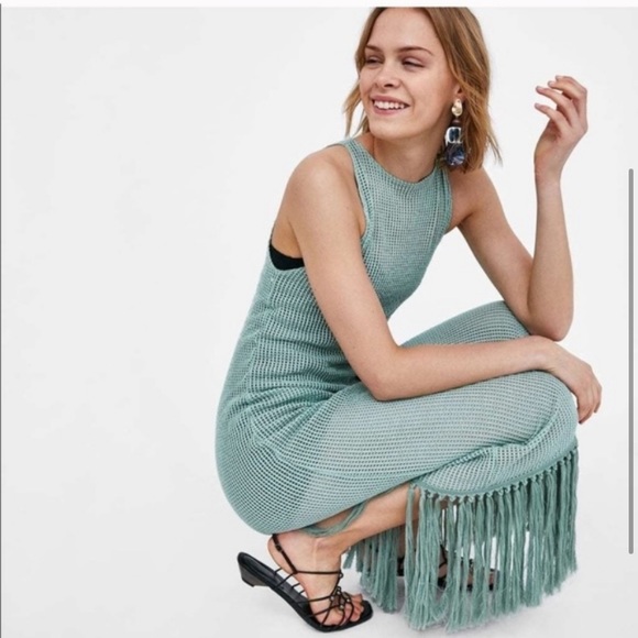 Zara Collection Seafoam Knit Dress With 